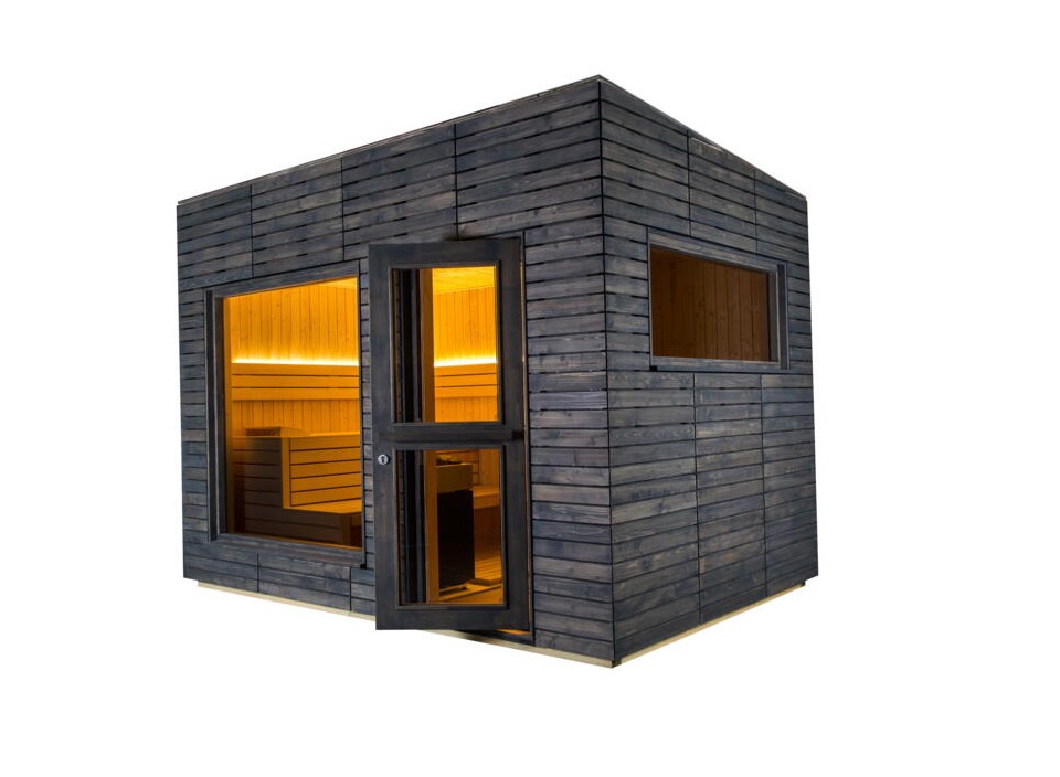 Sauna extérieur Harvia Alpina Large View gris foncé avec verre gris