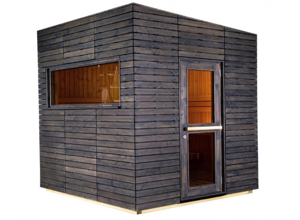 Sauna extérieur Harvia Alpina Medium Panorama gris foncé avec verre transparent