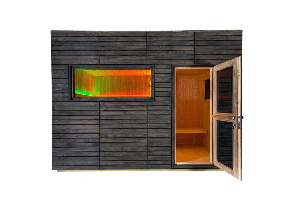 Sauna extérieur Harvia Alpina Large Panorama sans décor avec verre transparent
