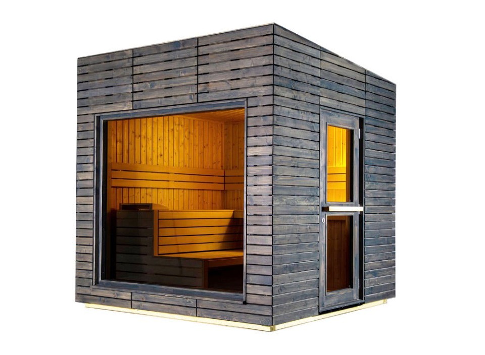 Sauna extérieur Harvia Alpina Medium View gris clair avec verre transparent