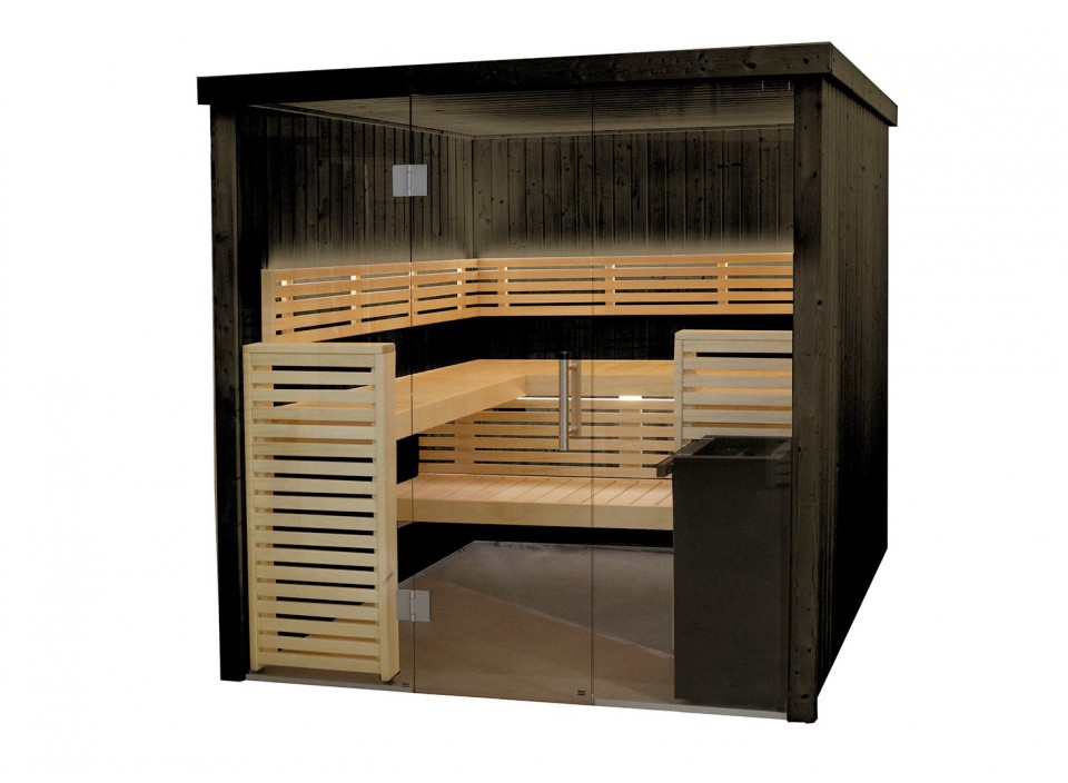 Cabine de Sauna Harvia Fenix S2020S avec poêle Virta Combi et panneau de contrôle Xenio Combi